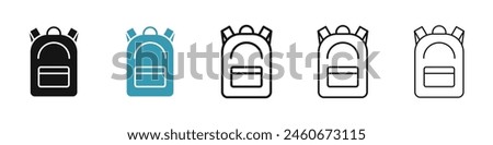 Backpack icon set. School bag vector icon. Bagpack sign. Travel picnic bag icon for UI designs.