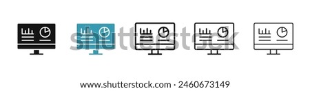 Dashboard icon set. Real time data monitor vector icon. Analytics presentation sign. KPI icon. Performance optimization. Admin statistics panel screen sign for UI designs.