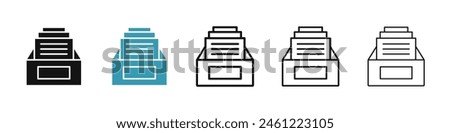 Archive Vector Icon Set. Data File Folder Organize Box Sign. Document Storage Symbol. Office Project Paper Depository Drawer Icon for UI Designs.