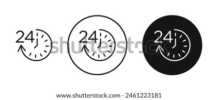 Time twenty four line icon set. Continuous operation vector icon for UI designs.