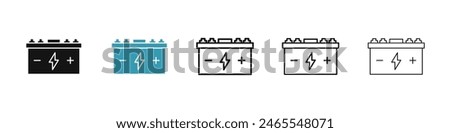 Car battery icon set. electric power lithium iron cell battery vector icon. industrial electric lead battery symbol for UI designs.