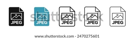 Jpg line icon set. jpeg file type vector icon. image picture file jpg format sign for UI designs.