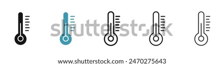 Thermometer half line icon set. normal temperature vector icon for UI designs.