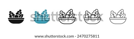 Salad line icon set. healthy vegetable and fruit salad bowl vector icon. vegetarian plate based diet sign. lettuce, carrot salad icon for UI designs.