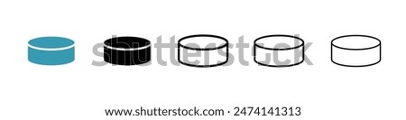 Hockey puck line icon set. Rubber hockey puck vector sign for UI designs.