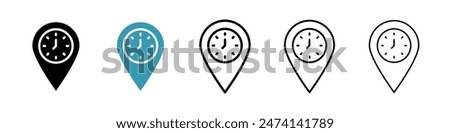 Real time location line icon set. present place position pin line icon. current location icon for UI designs.