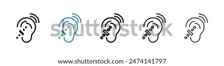 Assistive listening systems line icon set. ear hear aid line icon for UI designs.