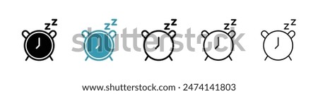 Alarm snooze line icon set. alarm buzzer line icon. nap time icon. sleep time icon for UI designs.