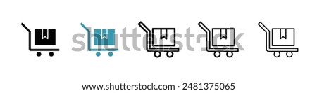 Dolly flatbed line icon vector set.