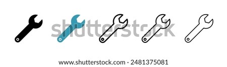 Wrench line icon vector set.