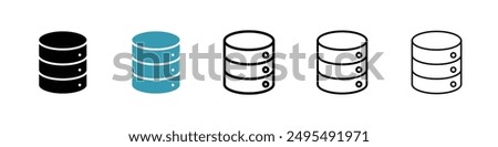 Cylinder database line icon vector set.