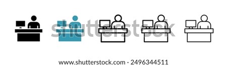 Cashier line icon vector set.