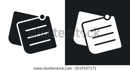 Sticky notes icon icons in black and white filled style