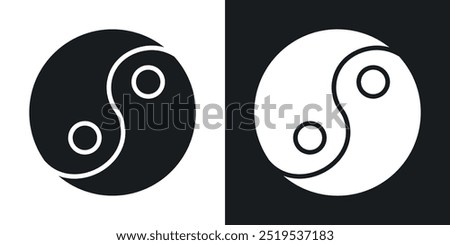 Yin yang icon icons in black and white filled style