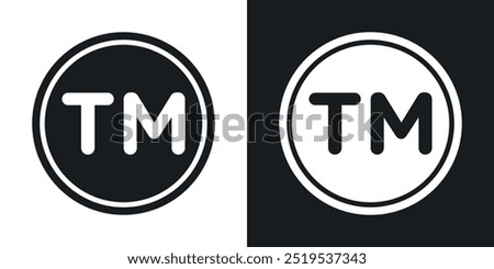 TM trademark icon icons in black and white filled style