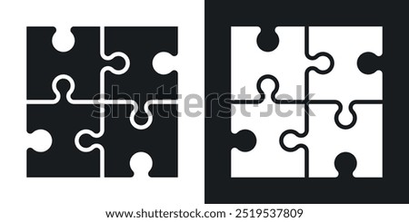 Puzzle icon icons in black and white filled style