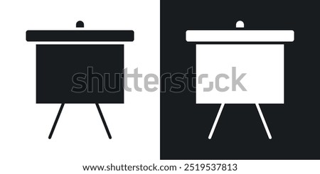 Presentation board icon icons in black and white filled style