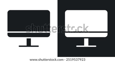 Screen icon icons in black and white filled style