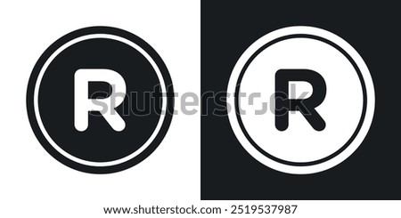 Registered trademark icon icons in black and white filled style