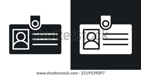 ID badge icon icons in black and white filled style