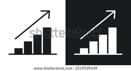 Growth chart icon icons in black and white filled style