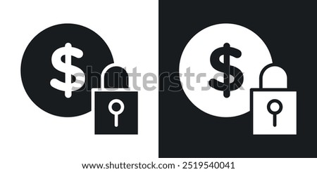 Fixed price icon icons in black and white filled style