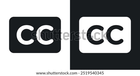 Closed caption icon icons in black and white filled style