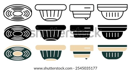 Smoke detector icon collection on white background