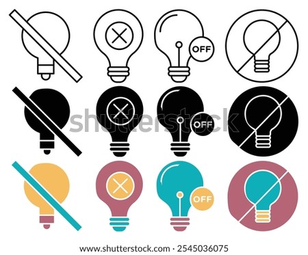 Light off icon collection on white background