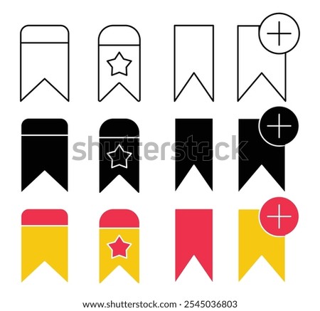 Bookmark icon collection on white background