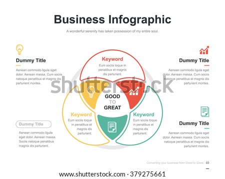 Flat business presentation vector slide template with venn diagram ストックフォト © 