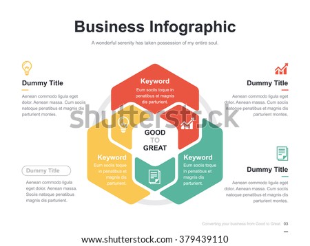 Flat business presentation vector slide template with hexagon venn diagram ストックフォト © 