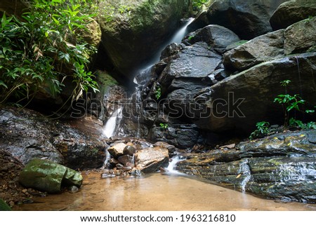 Beautiful view to rainforest river pool and waterfall on green landscape, Tijuca Park, Rio de Janeiro, Brazil Foto stock © 