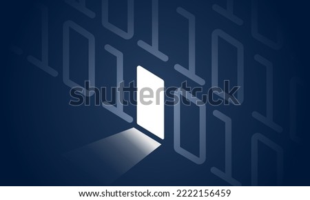 Security breach, system hacked. Digital security with binary code background. Vector illustration.