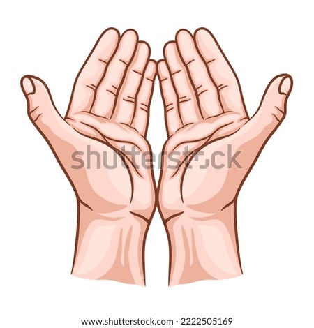 Praying hand for religion or god. hand drawn. hands cupped together. Vector illustration.