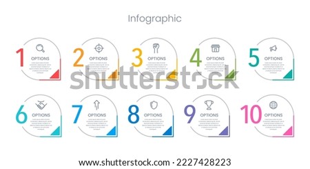 Set of numbers 1 to 10 pop-up infographics. Vector illustration.