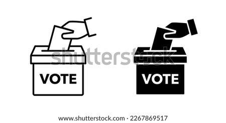 Hand voting ballot box icon. Election Vote concept. Simple line design. Logo Election Vote. Vector illustration.