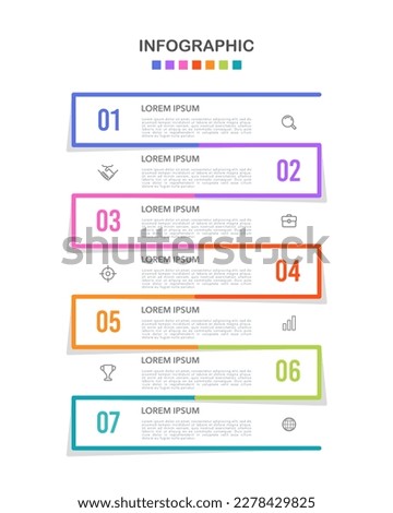 Infographic crosses 7 steps or options. Vector illustration.