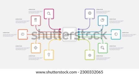 Infographic diagram 10 options or steps. Mind Map, Process, Flowchart, Template. Vector illustration.