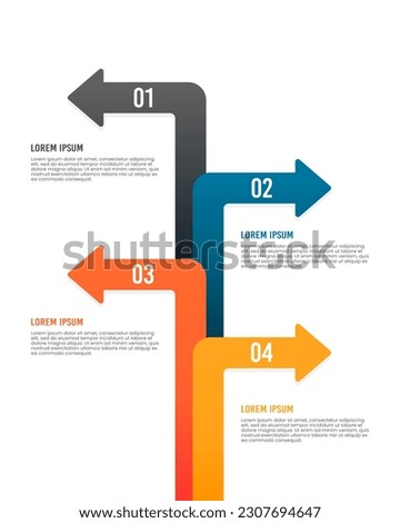 Vertical infographic arrows 4 options. Vector illustration.