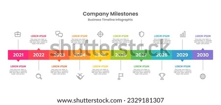 Timeline infographic business brochure 10 critical historical events. Vector illustration.