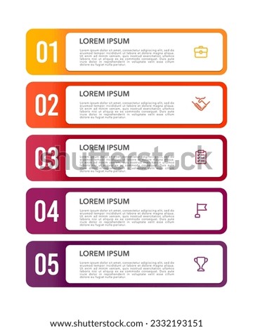 Infographic list diagram with 5 options. Infographic element template. Vector illustration.