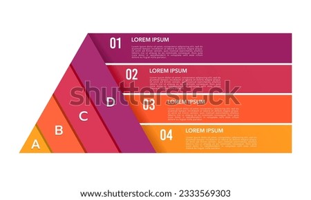 Pyramid infographic template vector with 4 lists and 4 options. Business presentation. Vector illustration.
