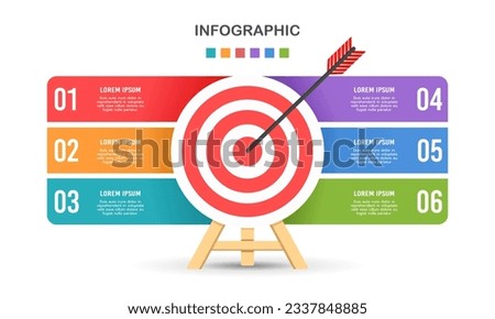 Infographic target template. Infographic six option. Business presentation. Vector illustration.