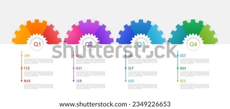 12-Month project timeline infographic report, divided into 4 quarters. Vector illustration.