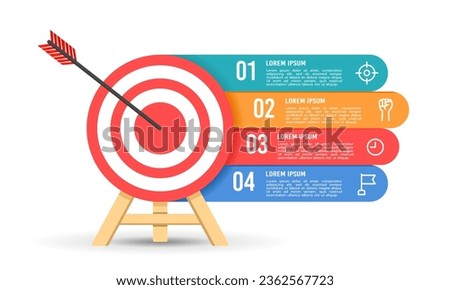 Infographic target with 4 steps to success. Business goal, Business presentation. Vector illustration.