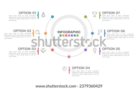 Infographic semicircle 7 processes to success. Business presentation, and report. Vector illustration.