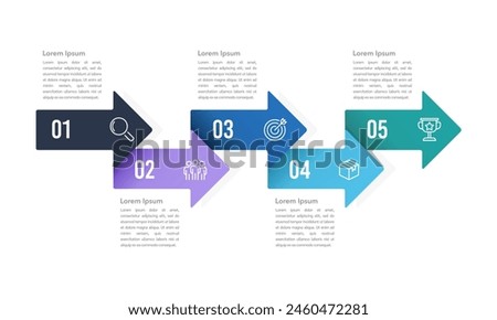 Infographic arrows design 5 options or steps. Vector illustration.