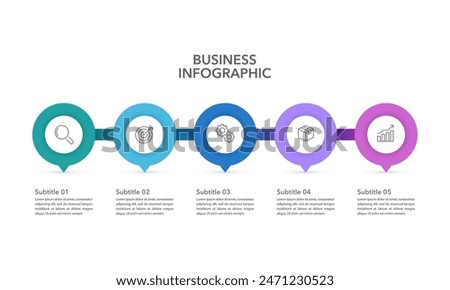 5 processes or options infographic circle design template. Business presentation, Report, Marketing, Banner and Brochure. Vector illustration.