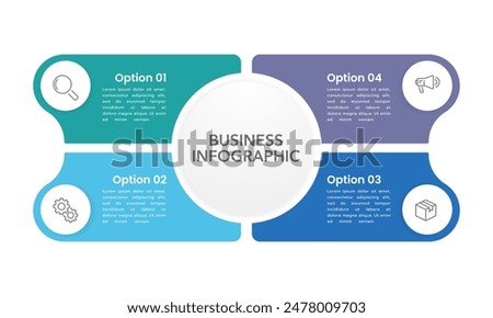 Infographic labels with four process. Strategy, Planning, Report, and Business presentation. Vector illustration.	